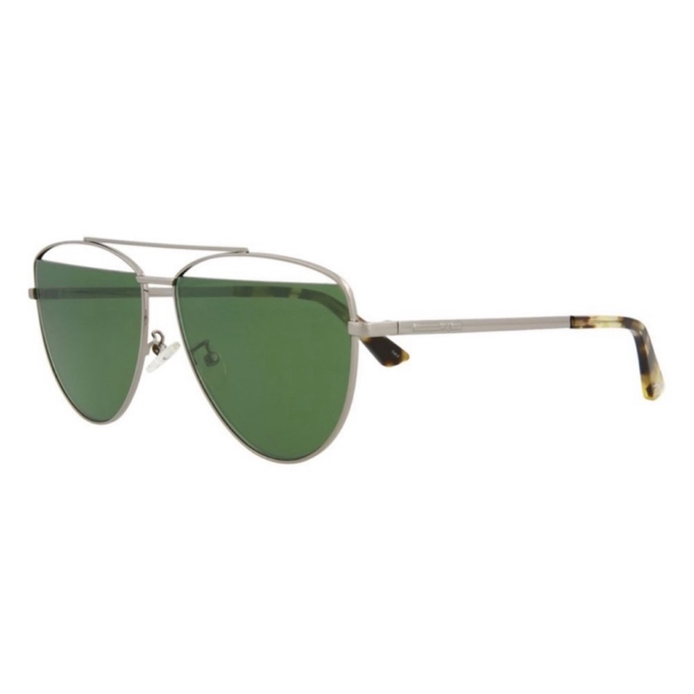 McQ Alexander McQueen Ruthenium & Green Core Aviator Sunglasses UV 61mm Lens